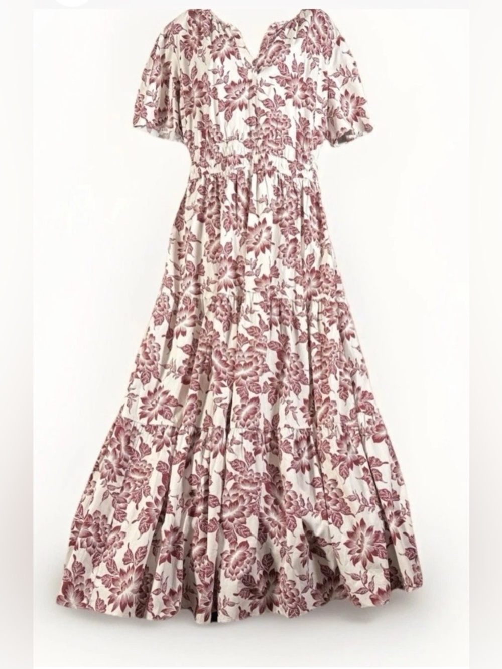 Kate & Sam NWOT 100% Cotton Poplin Lotus Floral Maxi Tiered Dress Sz XL